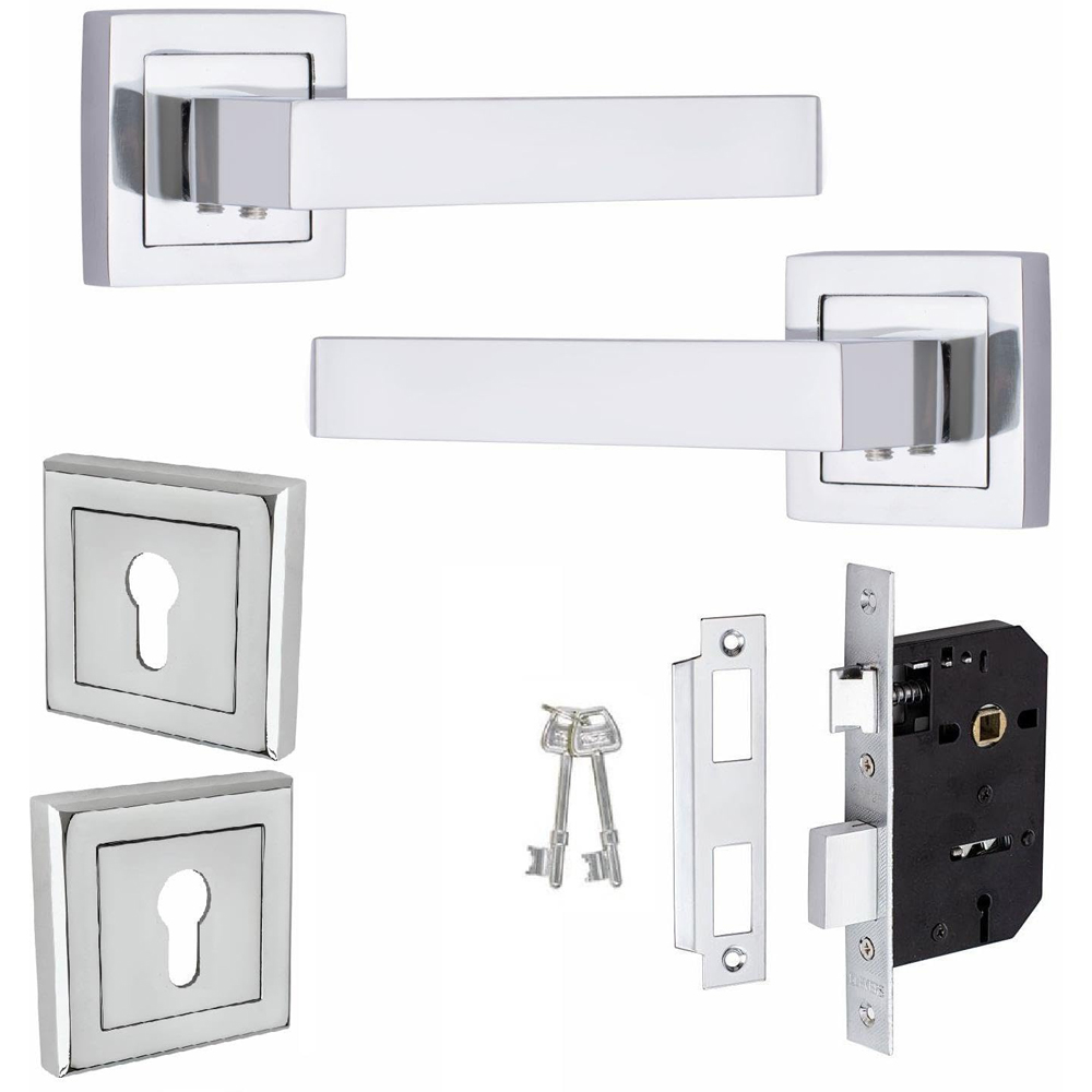 Golden Grace Polished Chrome Delta Door Handles Set Image 1