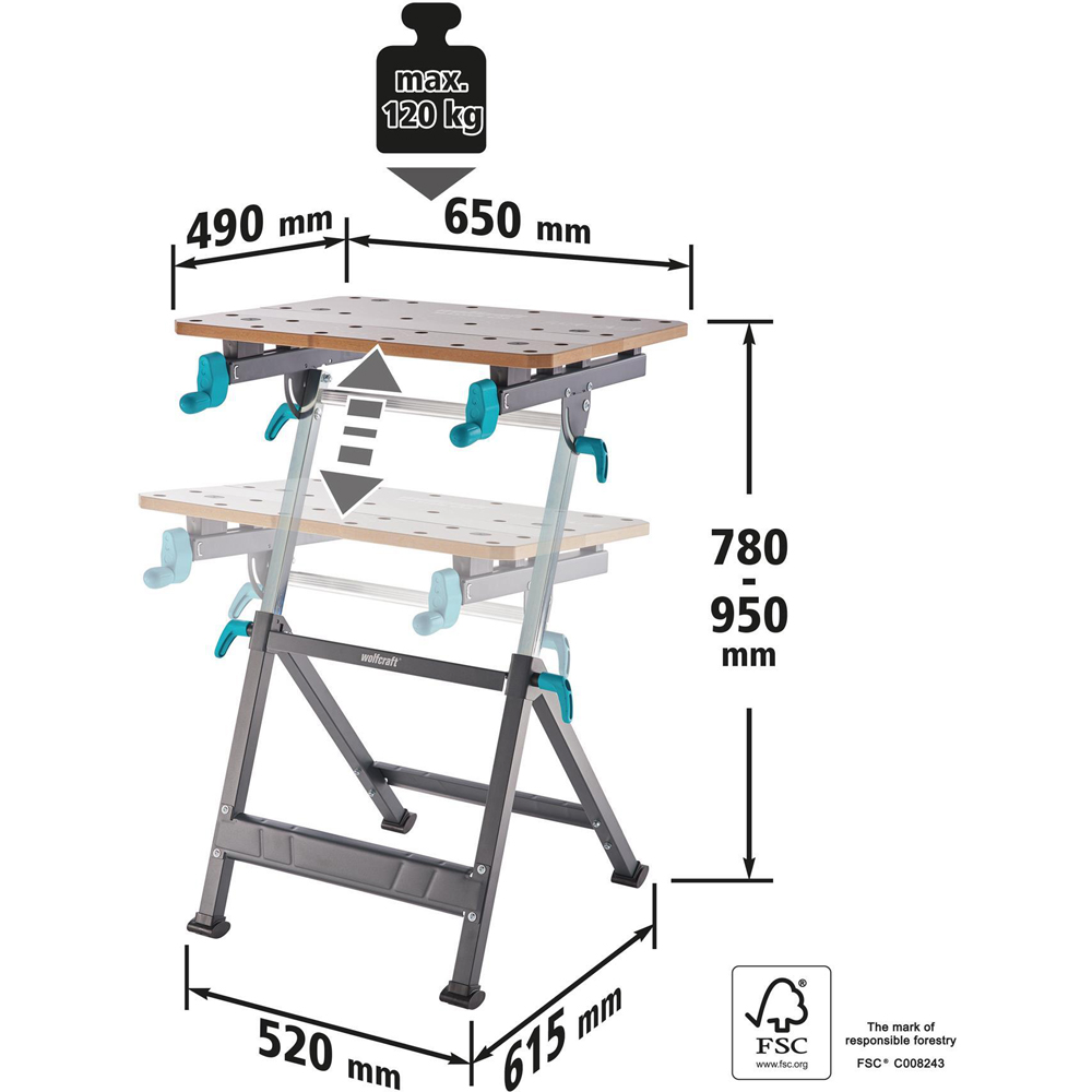 Wolfcraft R211496 Master 650 ERGO Height Adjustable Clamping Image 7