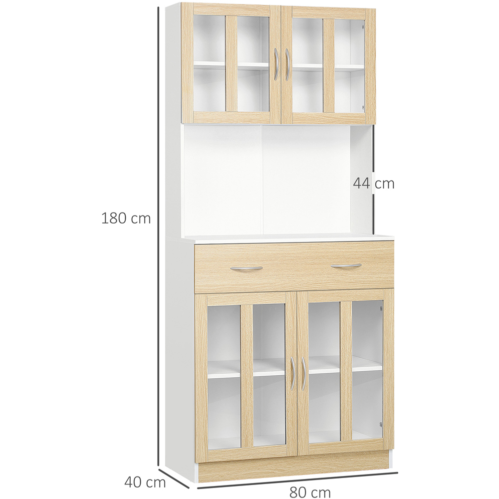Portland 4 Door Single Shelf Single Drawer Natural and White Display Cabinet Image 7