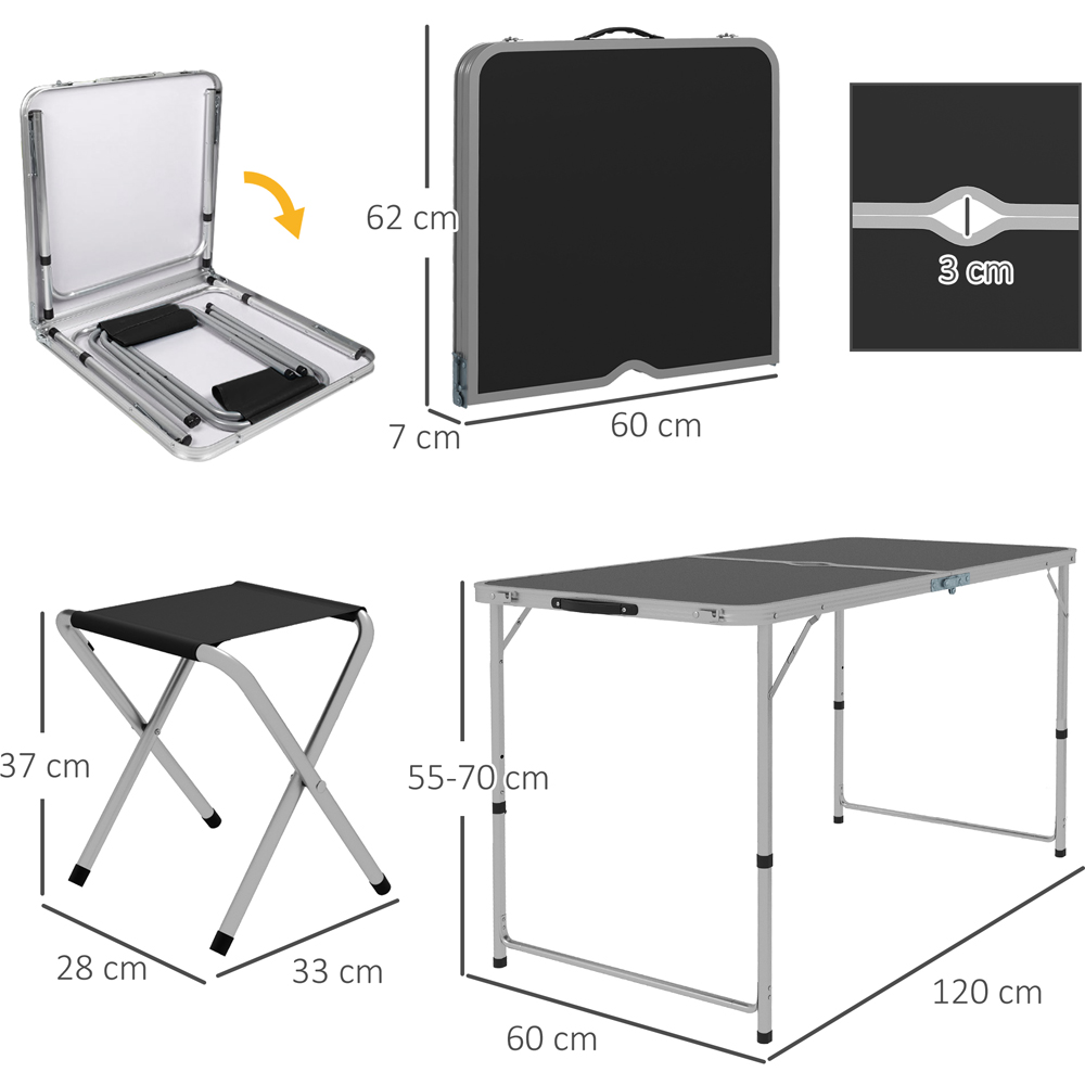 Outsunny 4 Seater Black Foldable Camping Chair and Table Set Image 9