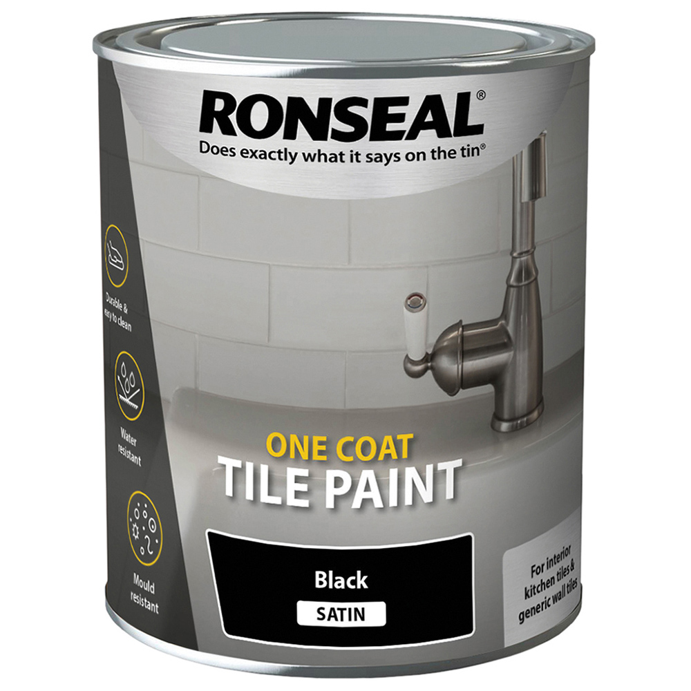 Ronseal One Coat Black Satin Tile Paint 750ml Image 2
