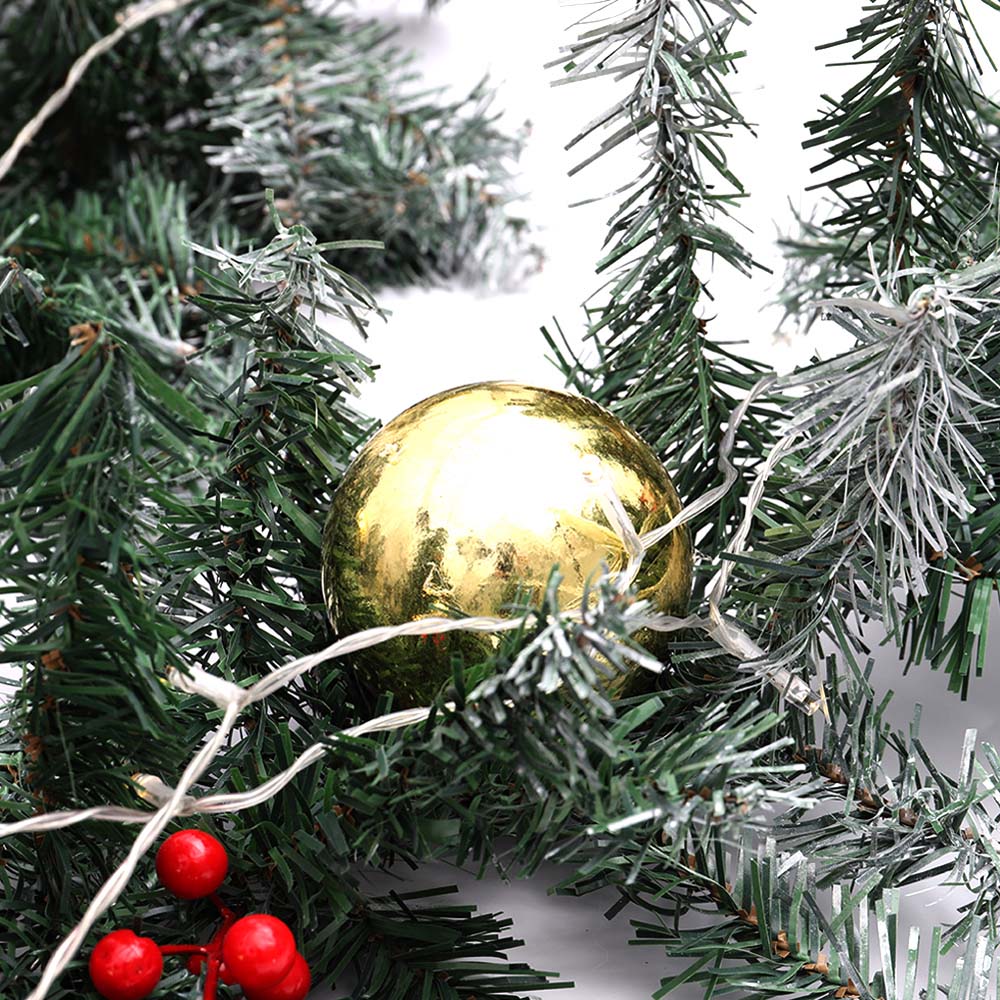 Living and Home Pre Lit Christmas Garland with Gold Bauble 270cm Image 4