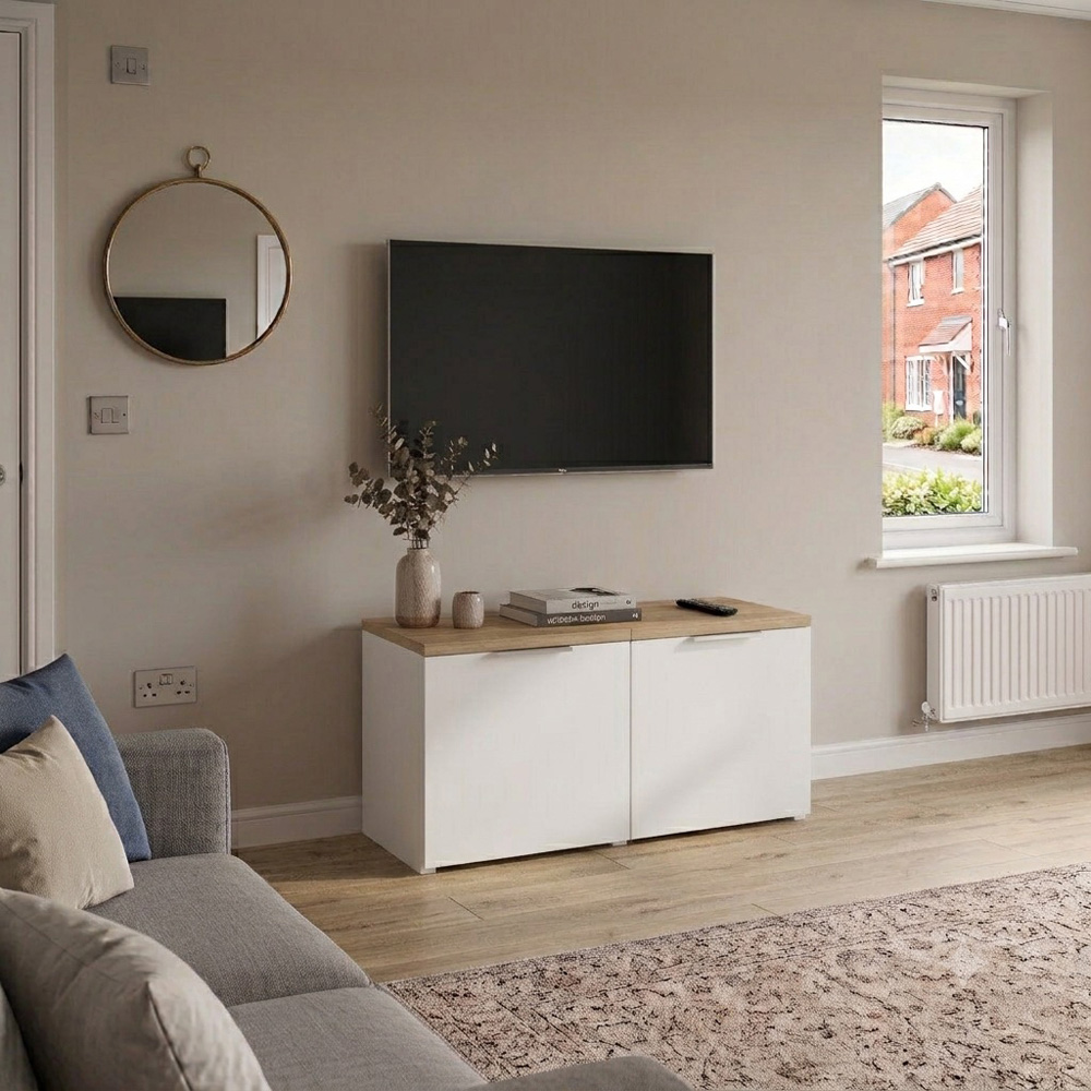 Shefa Line MODU 80 2 Door White and Sonoma Oak Sideboard Image 5