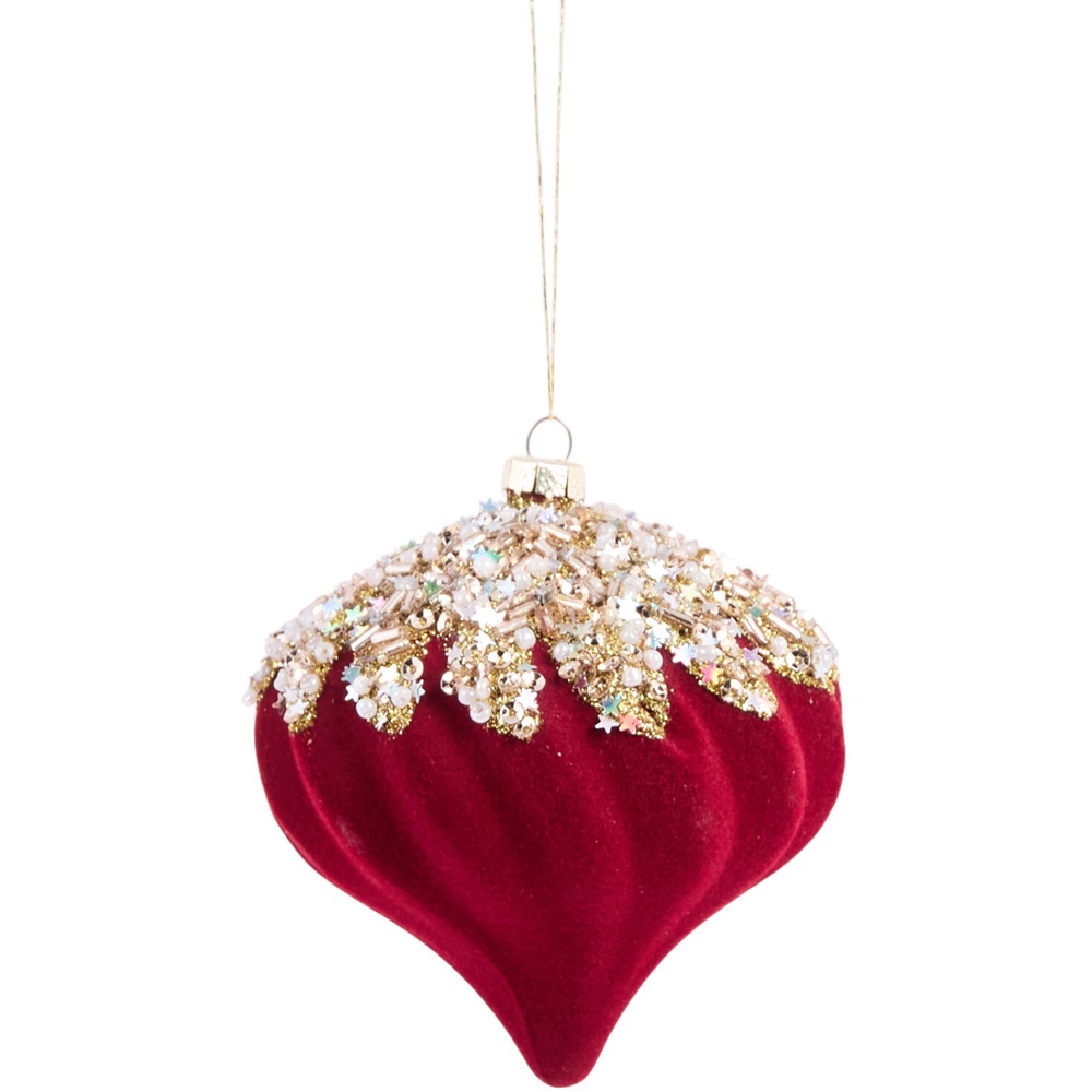 Pack of 35 Flocked Embellished Baubles Image 6