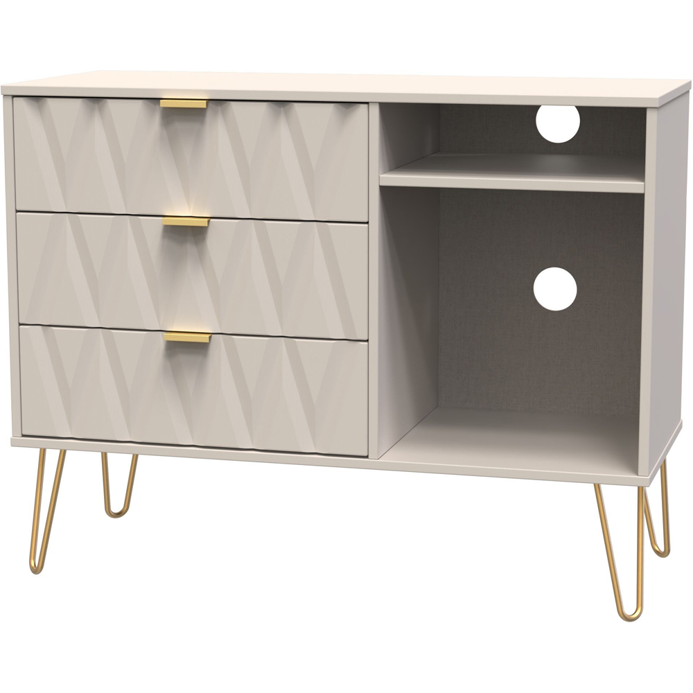 Crowndale Diamond 3 Drawer 2 Shelf Kashmir Matt TV Unit Ready Assembled Image 3