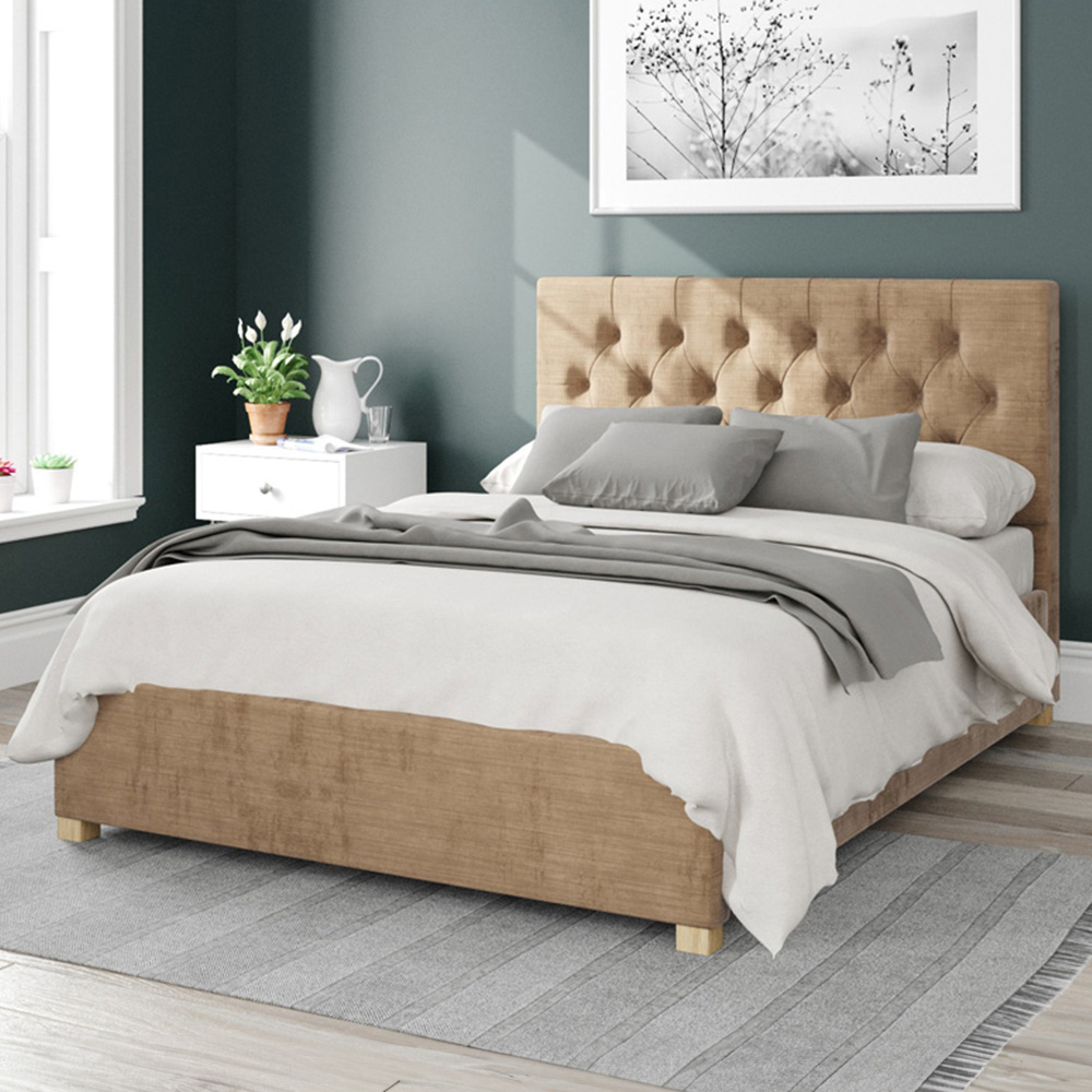 Aspire Olivier Super King Champagne Firenze Velour Ottoman Bed Image 1