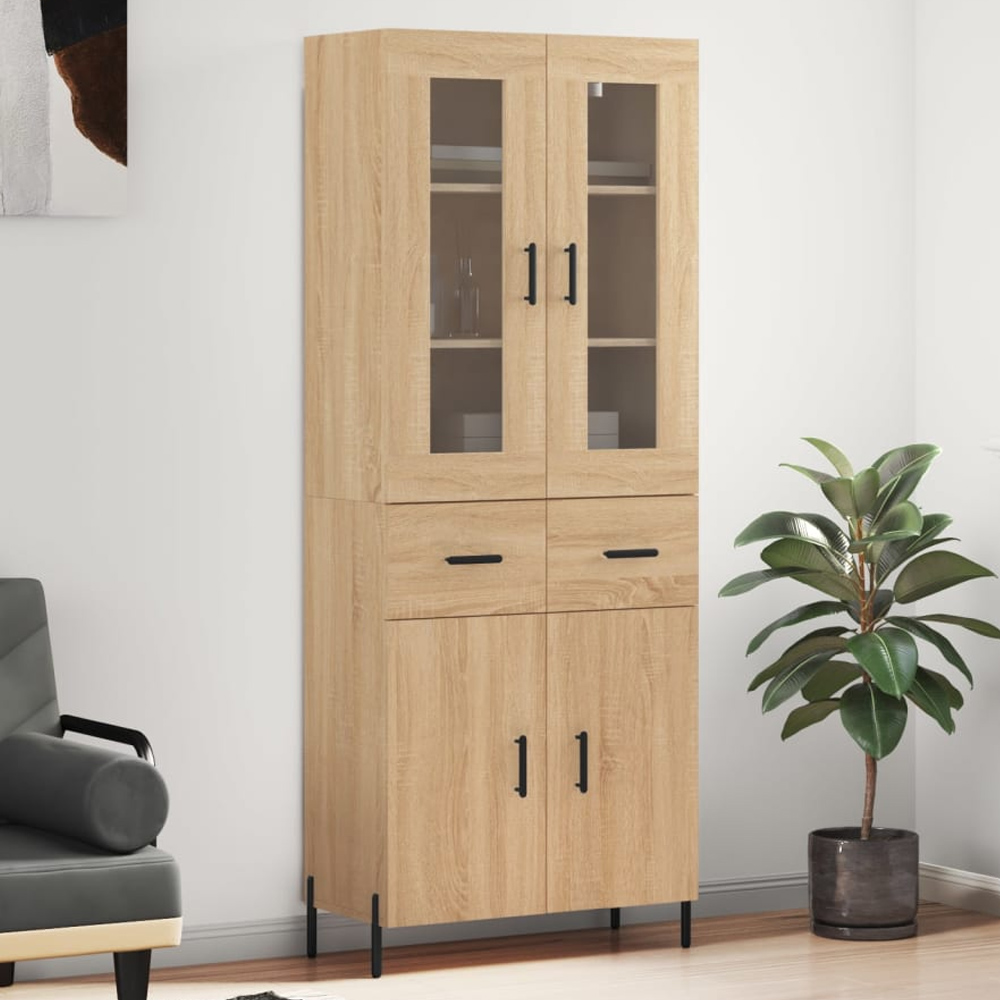 vidaXL 4 Door 2 Drawer Sonoma Oak Highboard Image 1