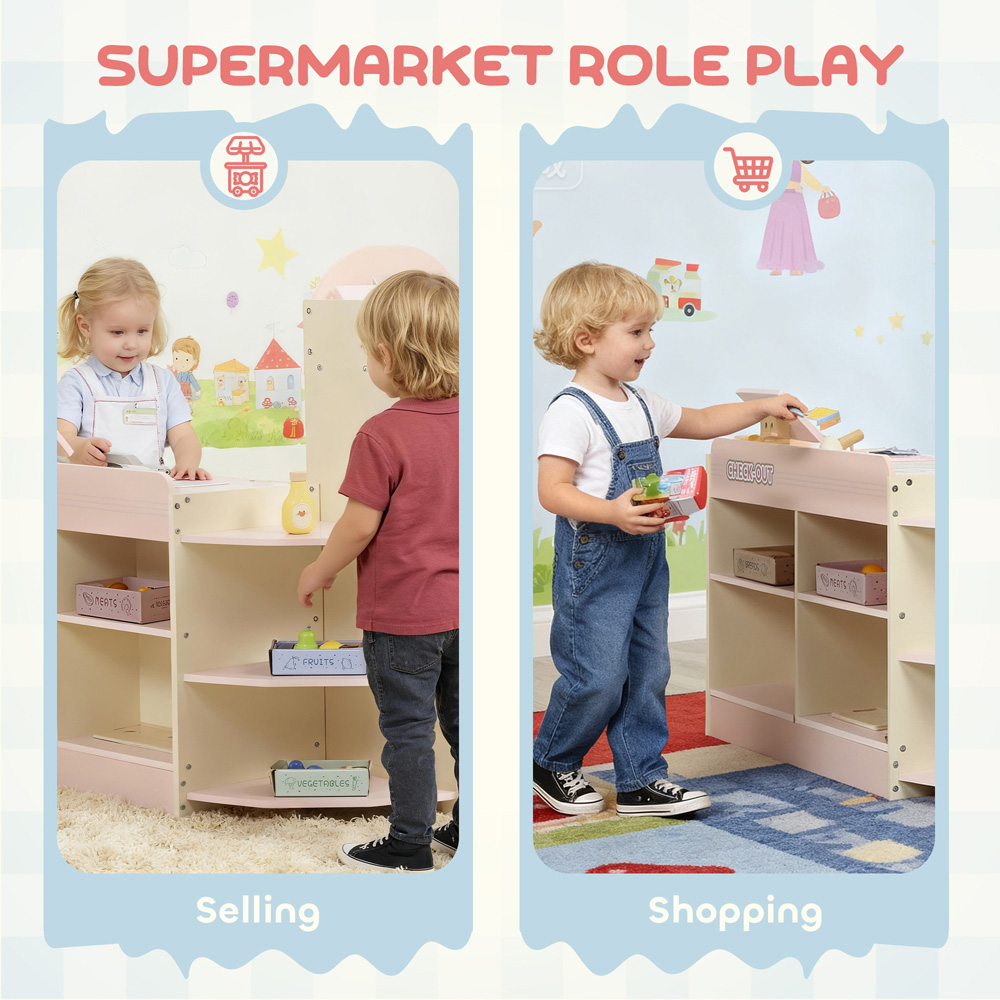 Tommy Toys AIYAPLAY Kids Pink Grocery Store Pretend Play Shop with Cash Register Image 8