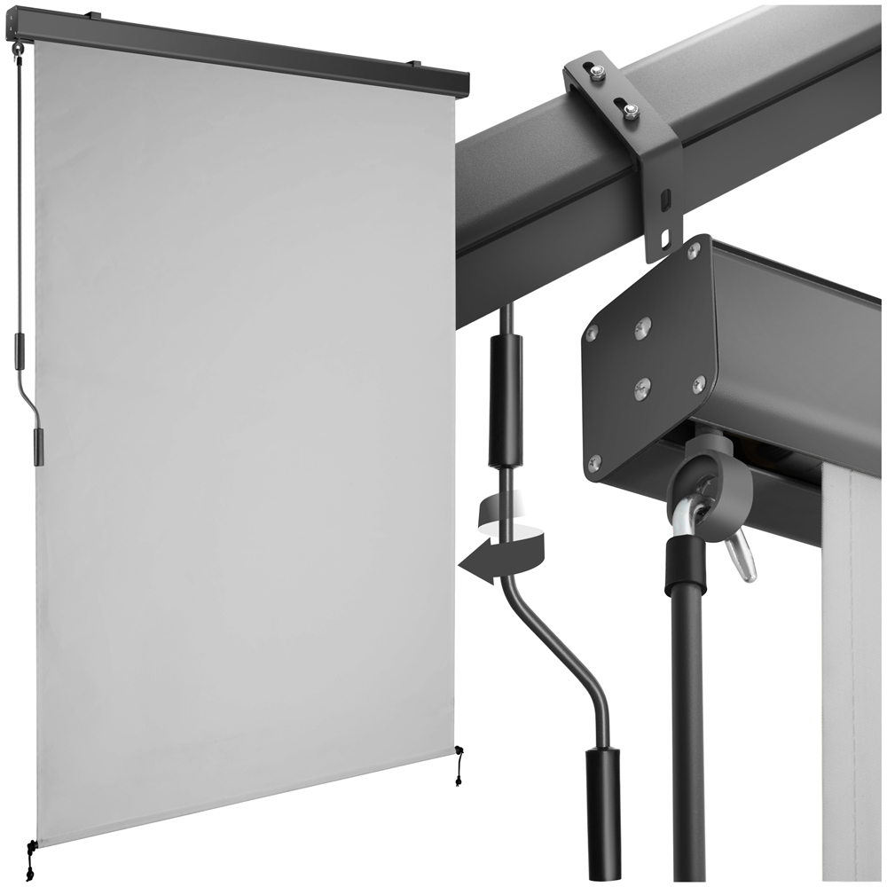 tectake Eloise Light Grey Vertical Awning with 2 Wall Brackets 1.2 x 2.5m Image 2