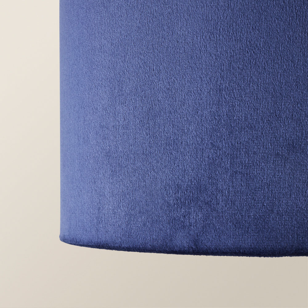 ValueLights Reni Navy Velvet Drum Ceiling Lamp Shade 45cm Image 3