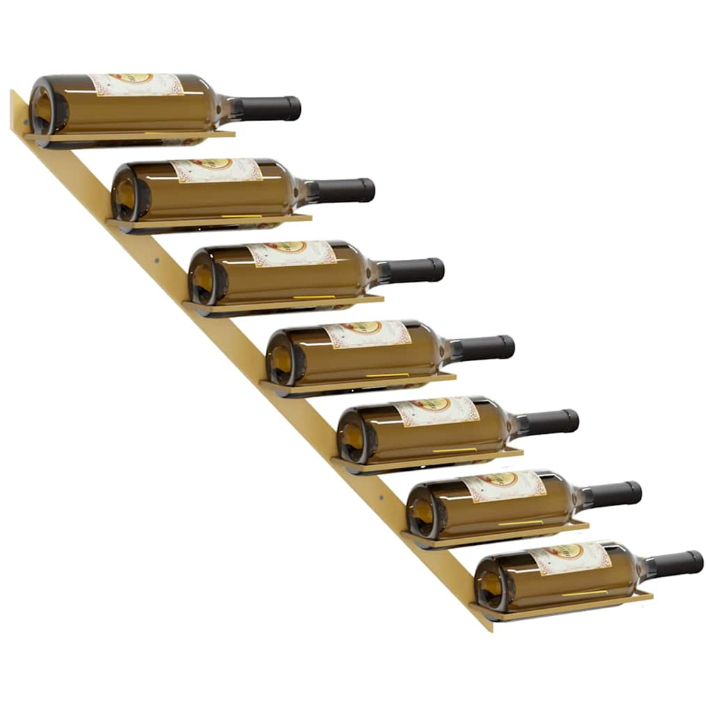 vidaXL 7 Bottle Gold Ladder Style Wall Mounted Wine Rack Image 4