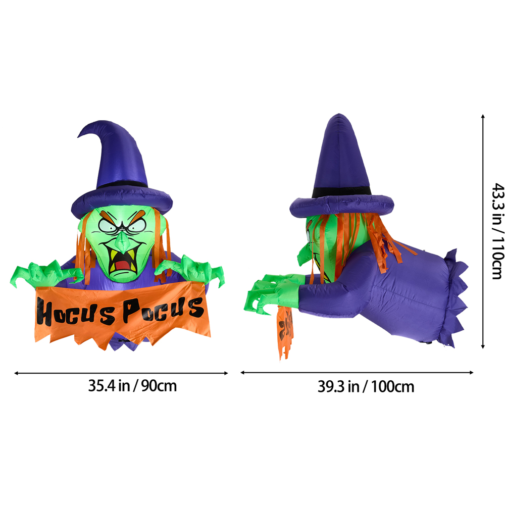 Living and Home Multicolour Inflatable LED Witch Halloween Decoration 3.6ft Image 8