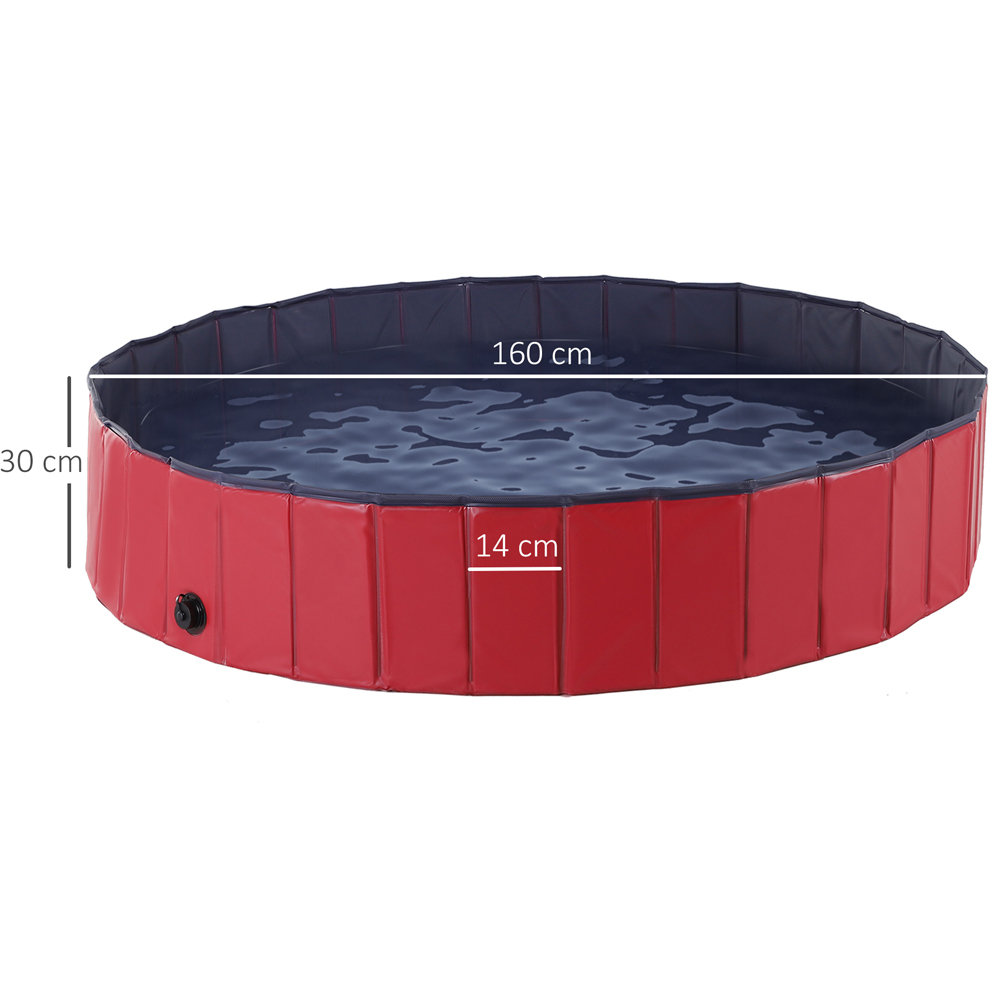PawHut 160cm Foldable Paddling Pool Red Image 7