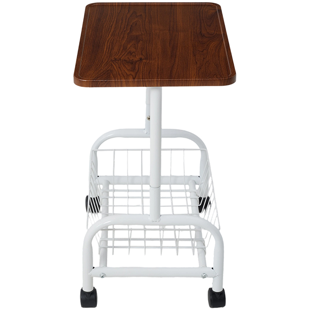 Living and Home Walnut and White Side Table with Basket Image 5