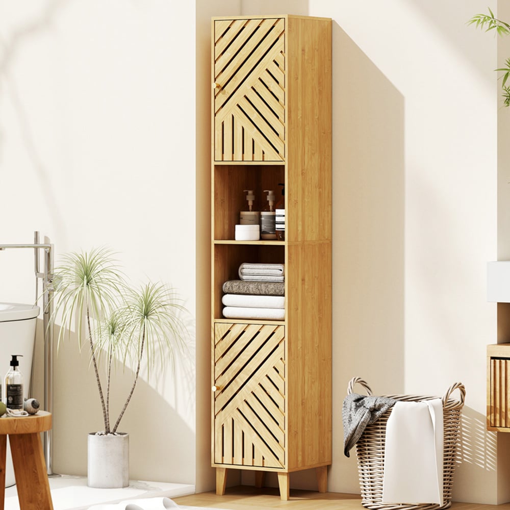 HOMCOM 2 Door 2 Shelf Tall Bathroom Cabinet Image 1