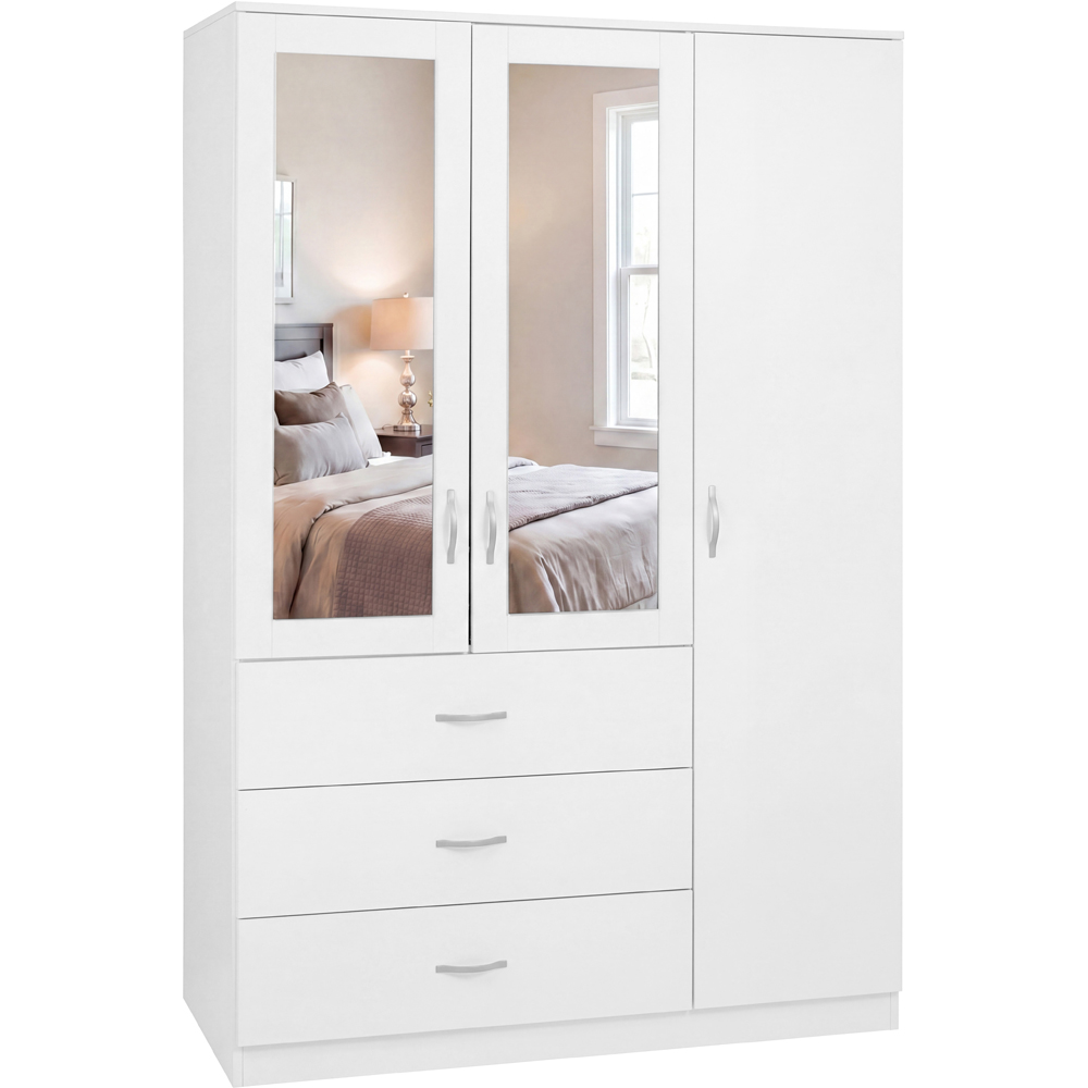 VIDA DESIGNS Riano 3 Door 3 Drawer White Mirrored Wardrobe Image 2
