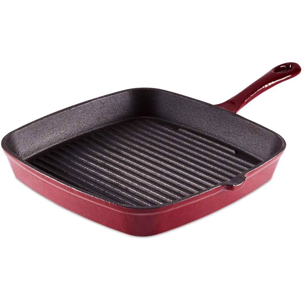 Barbary and Oak 23cm Red Cast Iron Grill Pan Image 1