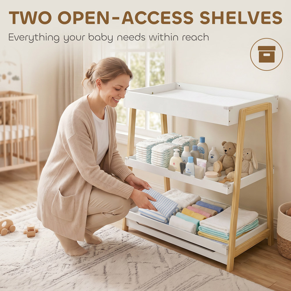 AIYAPLAY 2 Shelf White Baby Changing Table Image 8