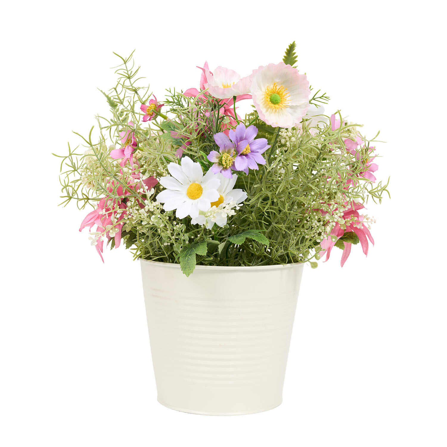 Wild Flower Arrangement in Metal Pot Image 1