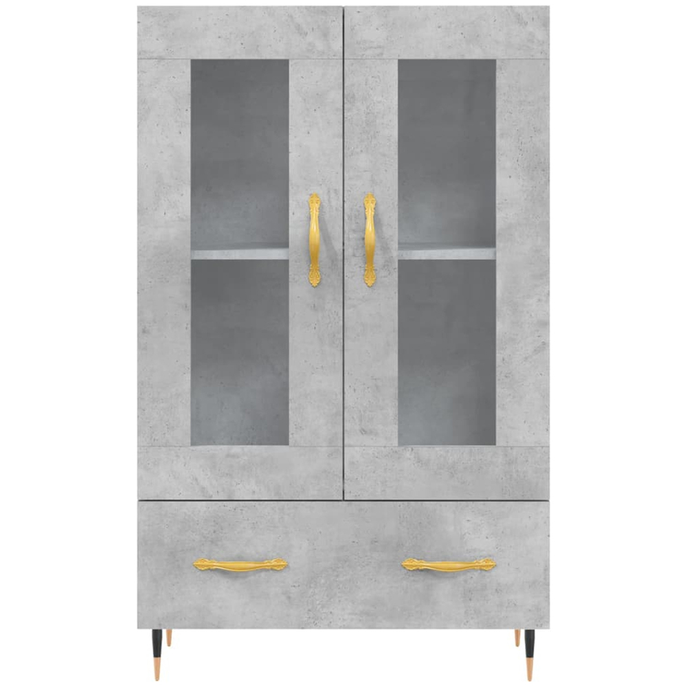 vidaXL 2 Glass Door Single Drawer Concrete Grey Highboard Image 6