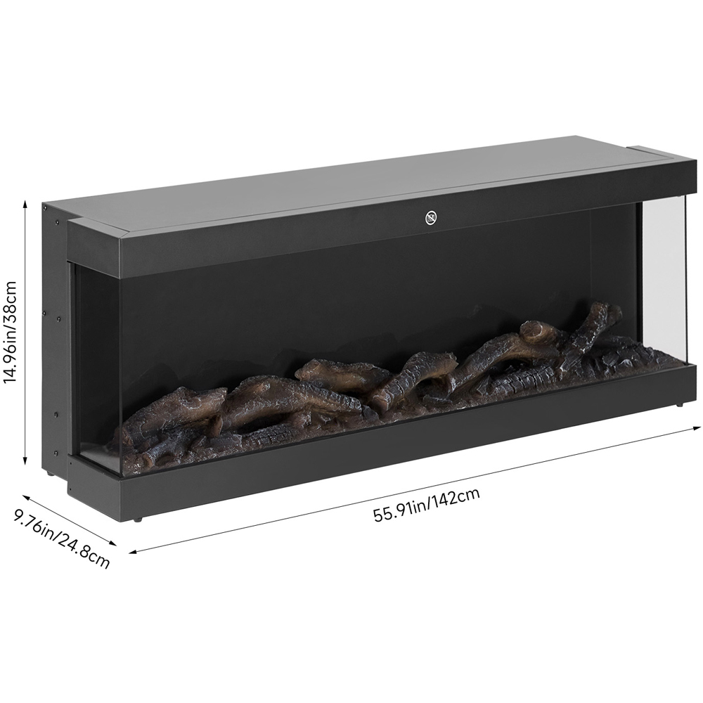 Living and Home Black Iron Wall Mounted Electric Fireplace with Remote Control 60 inch Image 8