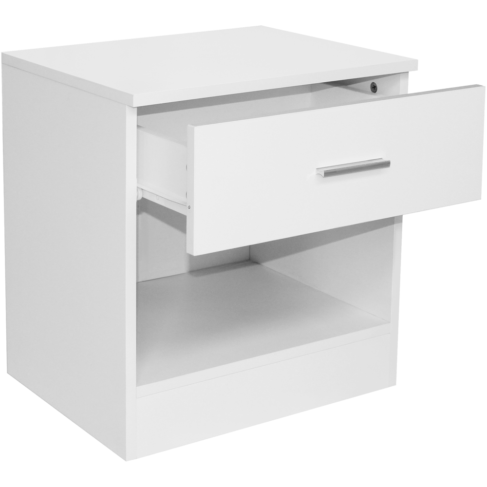 Brooklyn Single Drawer White High Gloss Bedside Table Image 2