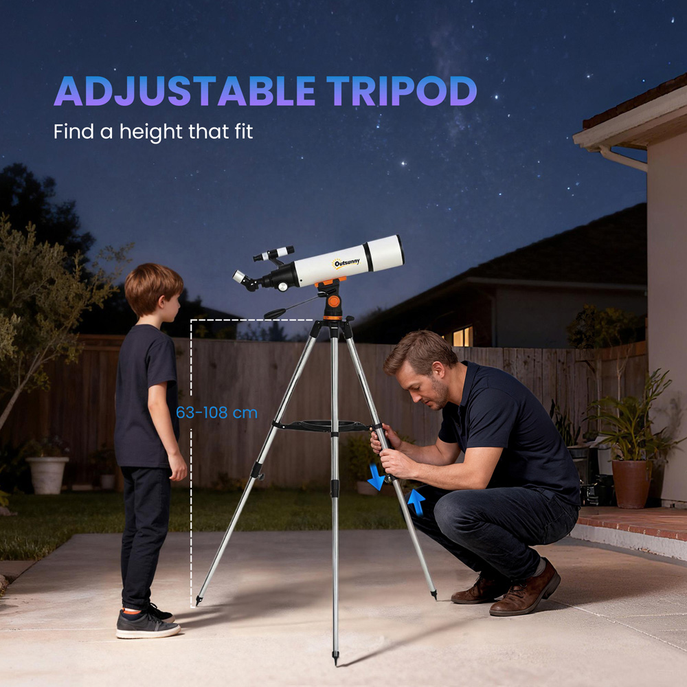 Outsunny White 80mm Aperture Refractor Astronomy Telescope with Carry Bag Image 5