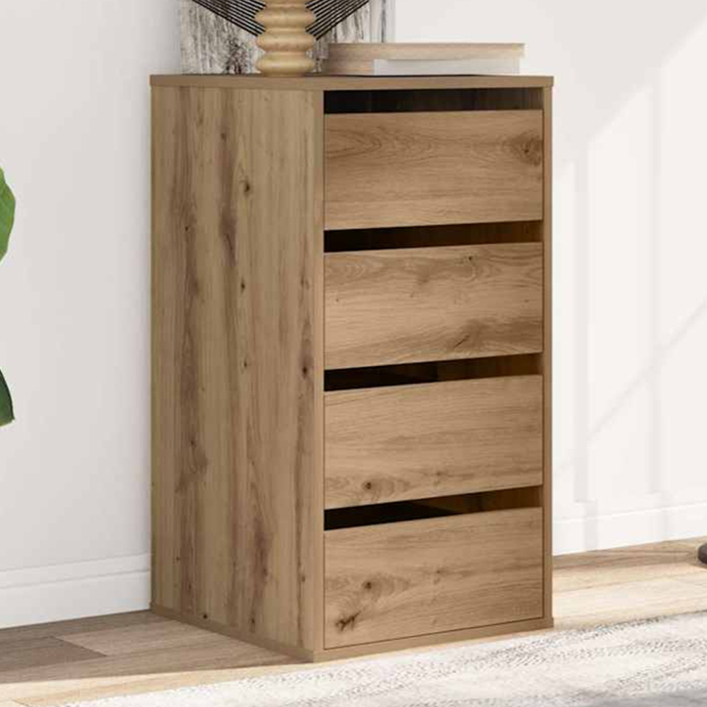 vidaXL 4 Drawer Artisan Oak Engineered Wood Corner Chest of Drawers Image 1
