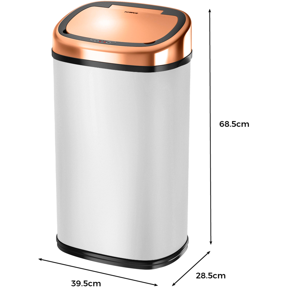 Tower White and Rose Gold Square Sensor Bin 58L Image 9