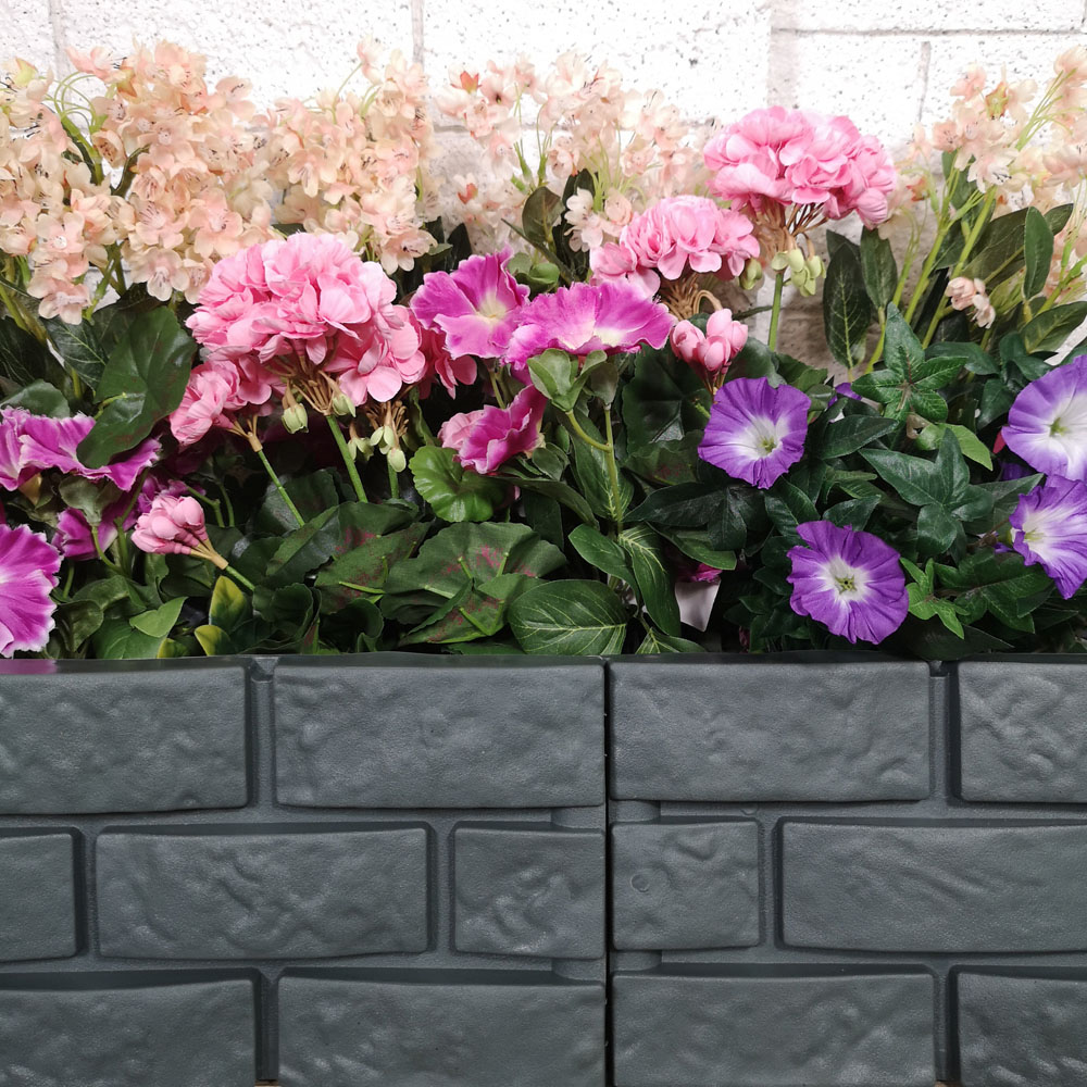 Samuel Alexander 4 Piece Grey Brick Effect Garden Edging Decorative Border Image 2