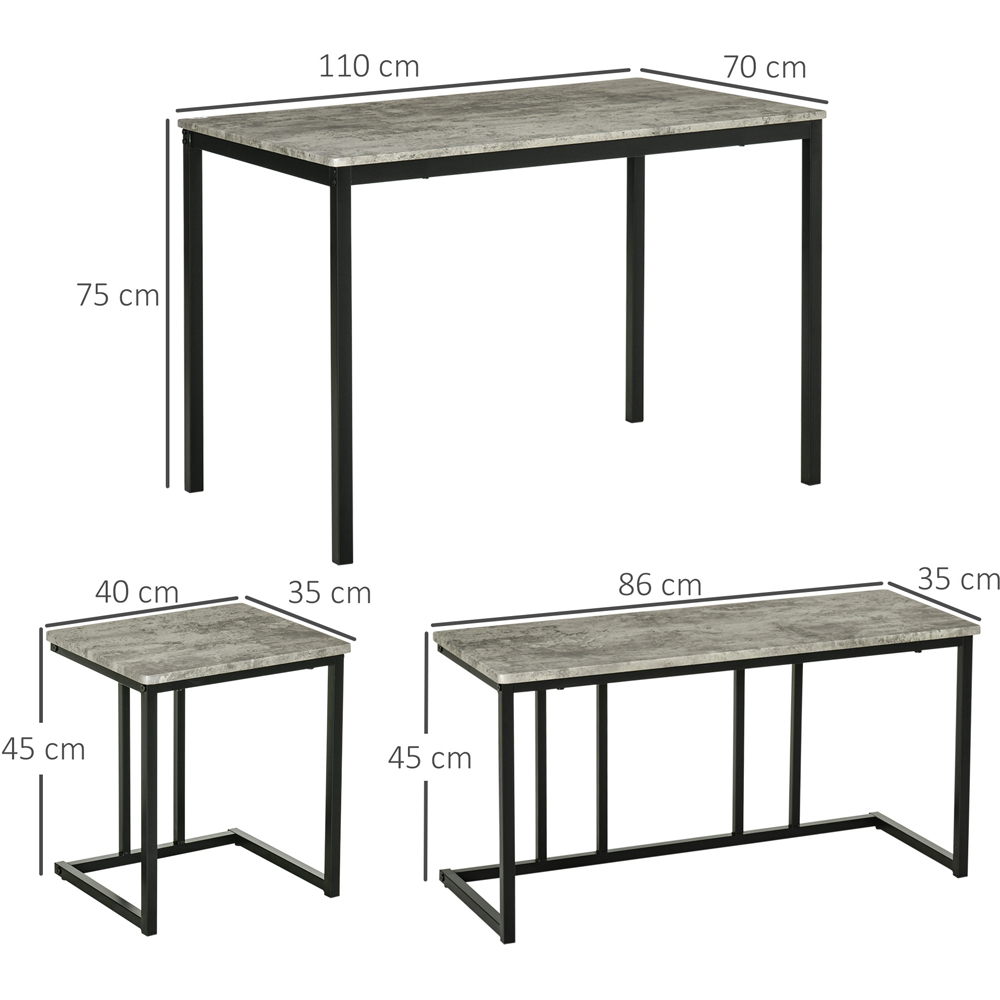 Portland 4 Seater Dining Set Grey Image 8
