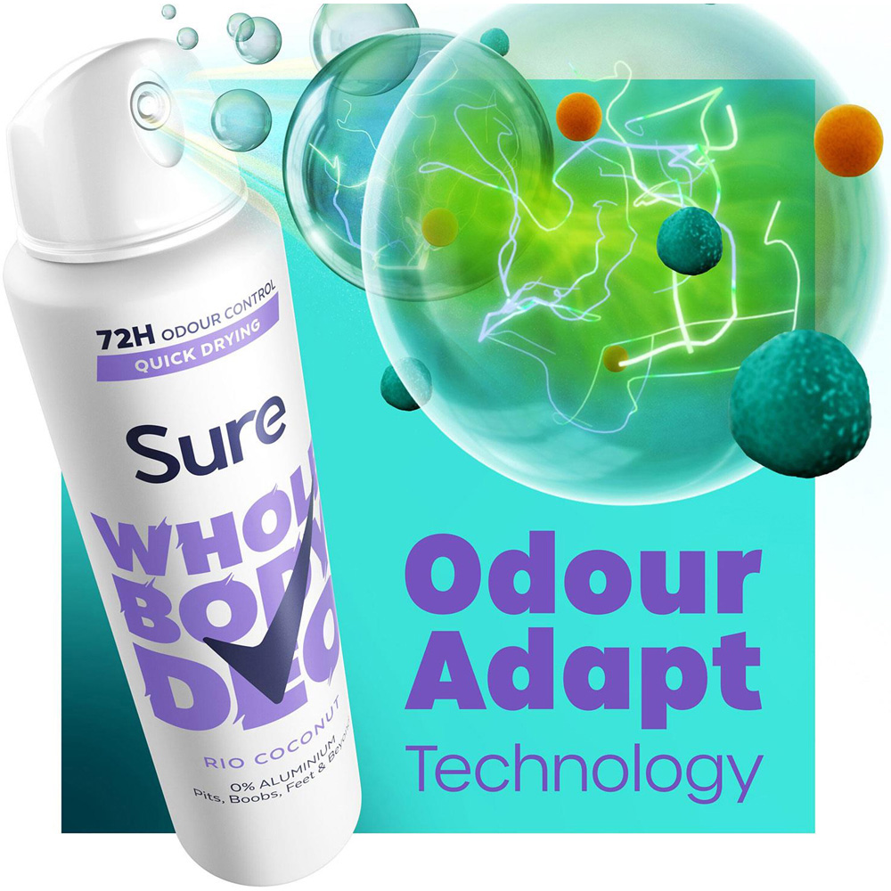 Sure Whole Body Rio Coconut 72H Odour Control Deodorant Cream 150ml 6 Pack Image 3