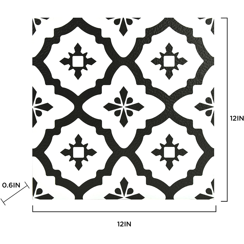 Floorpops Comet Black and White Peel and Stick Floor Tile 30.48 x 30.48cm 10 Pack Image 9