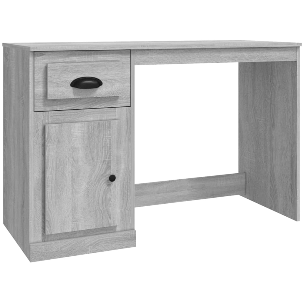 vidaXL Single Door Single Drawer Computer Desk Grey Image 2