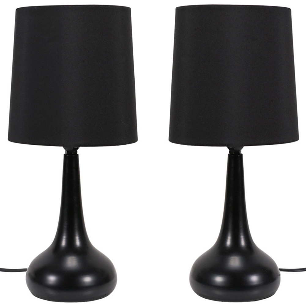 ValueLights Teardrop 2 Pack Black Shade Black Touch LED Table Lamp Wilko