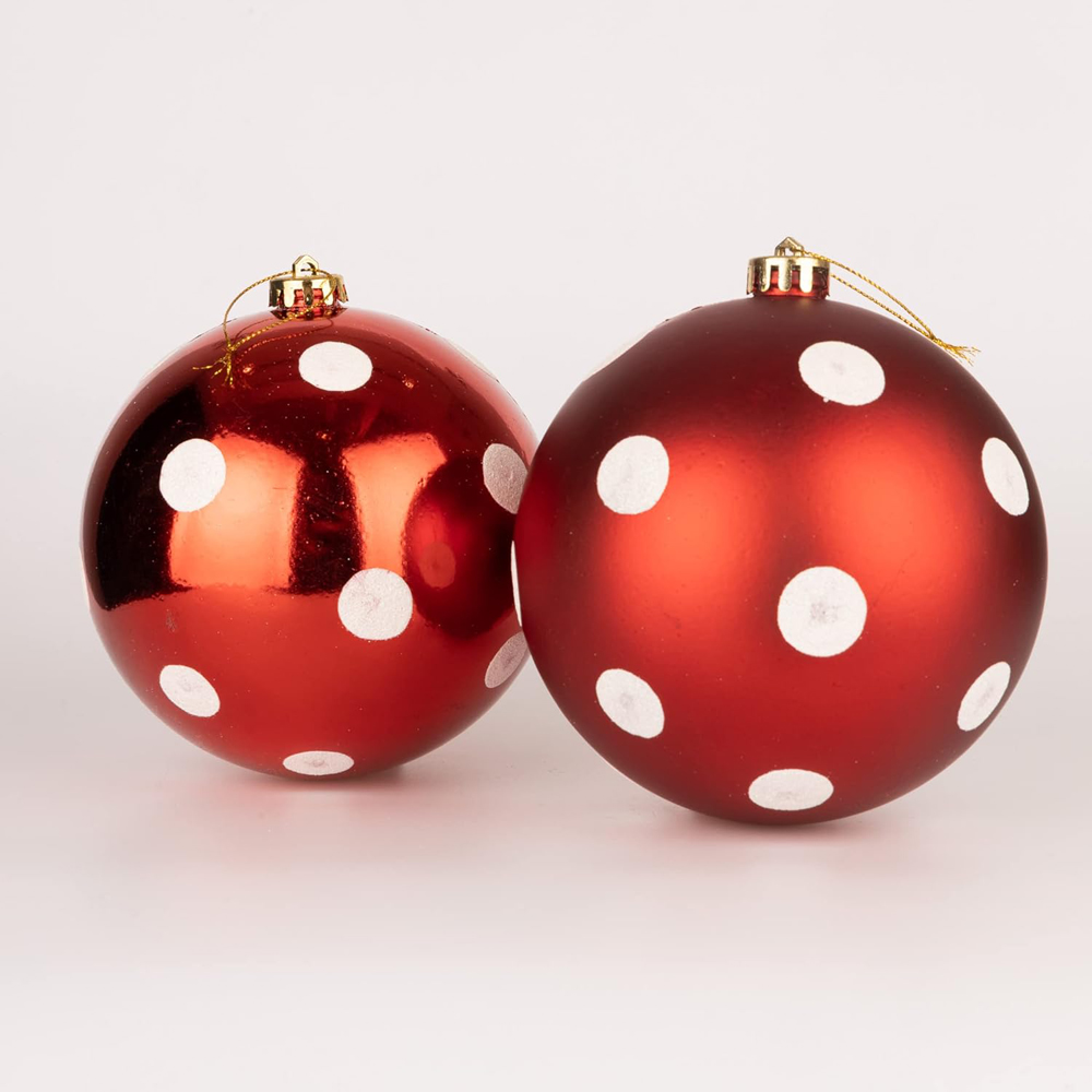 Shatchi 6cm Red and White Polka Dot Shatterproof Christmas Bauble 6 Pack Image 4