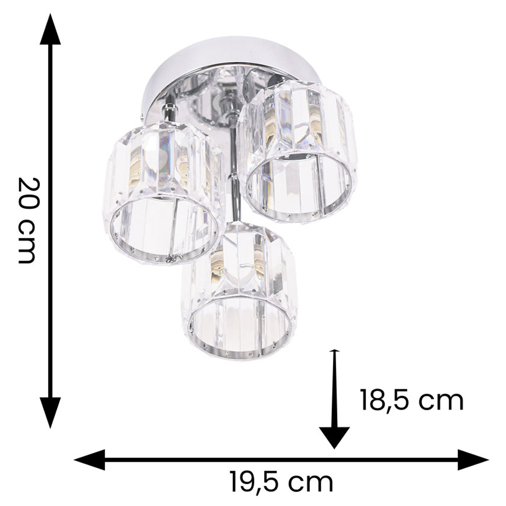 ValueLights Beth Chrome 3 Way Clear LED Glass Drop Ceiling Light Image 6