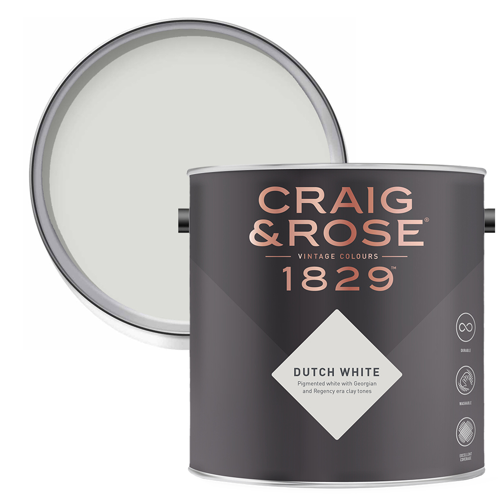 Craig & Rose Kitchen and Bathroom Dutch White Eggshell Paint 2.5L Image 1