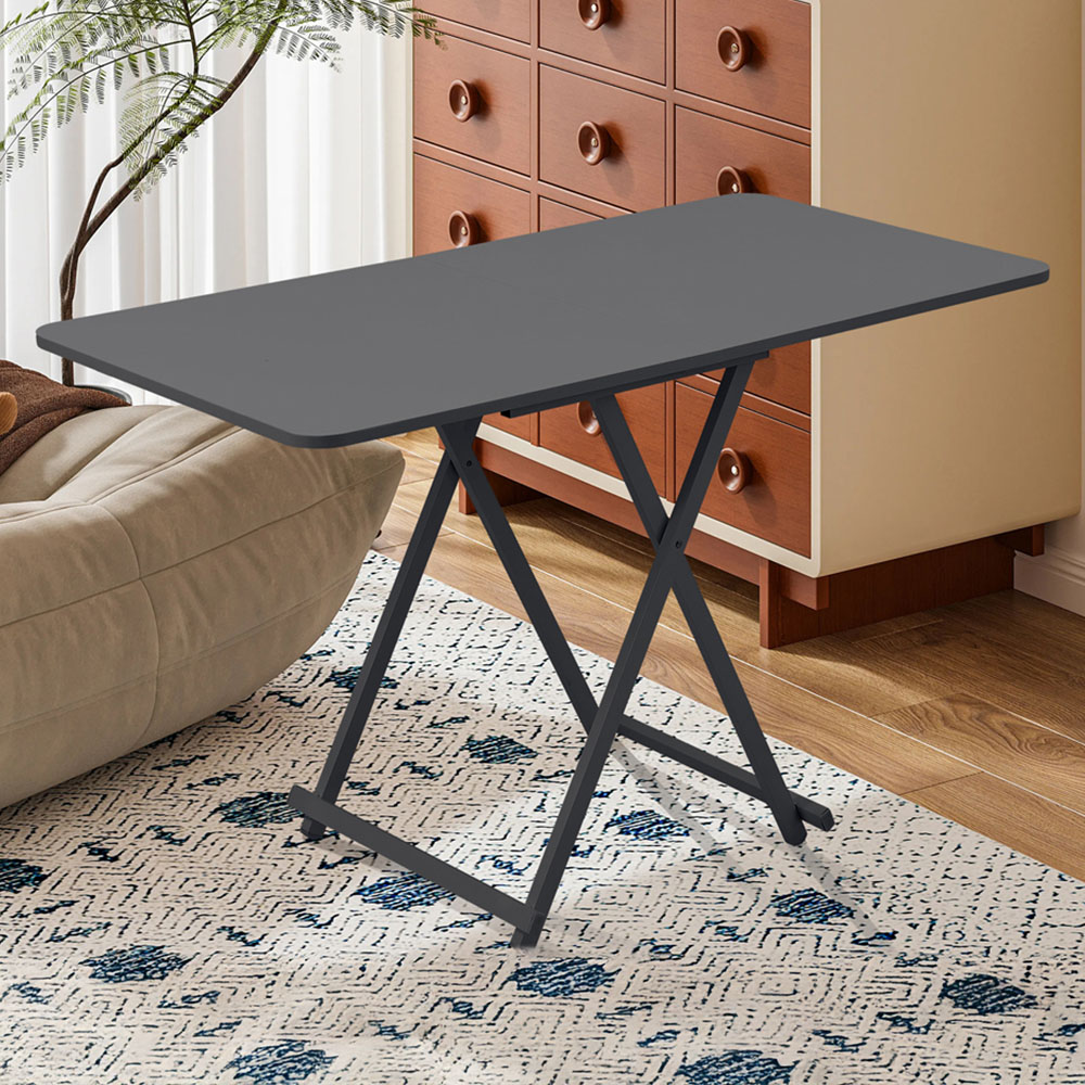 Living and Home 4 Seater Black Foldable Dining Table Image 1