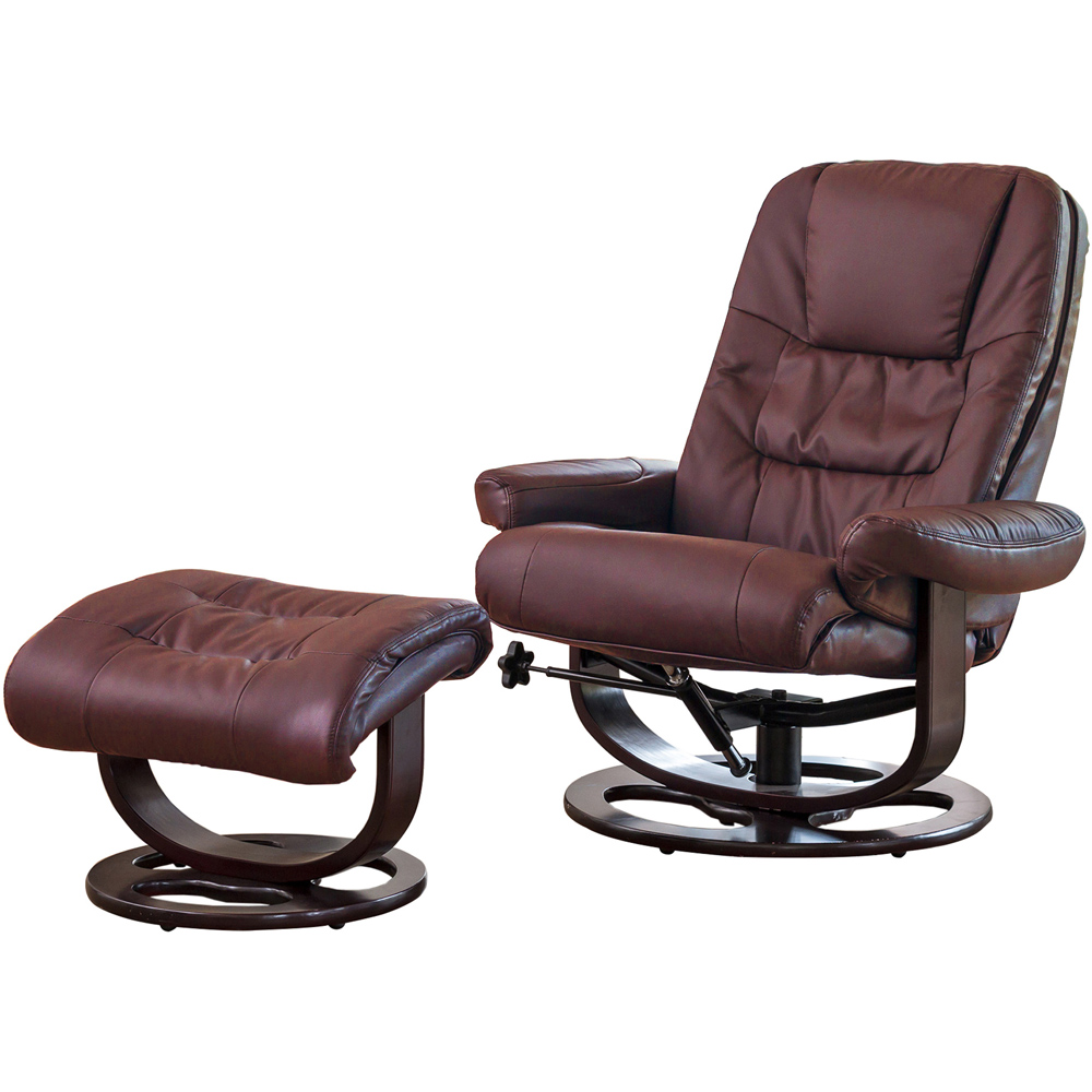 Artemis Home Burdell Burgundy Massage and Heat Swivel Recliner Chair with Footstool Image 2