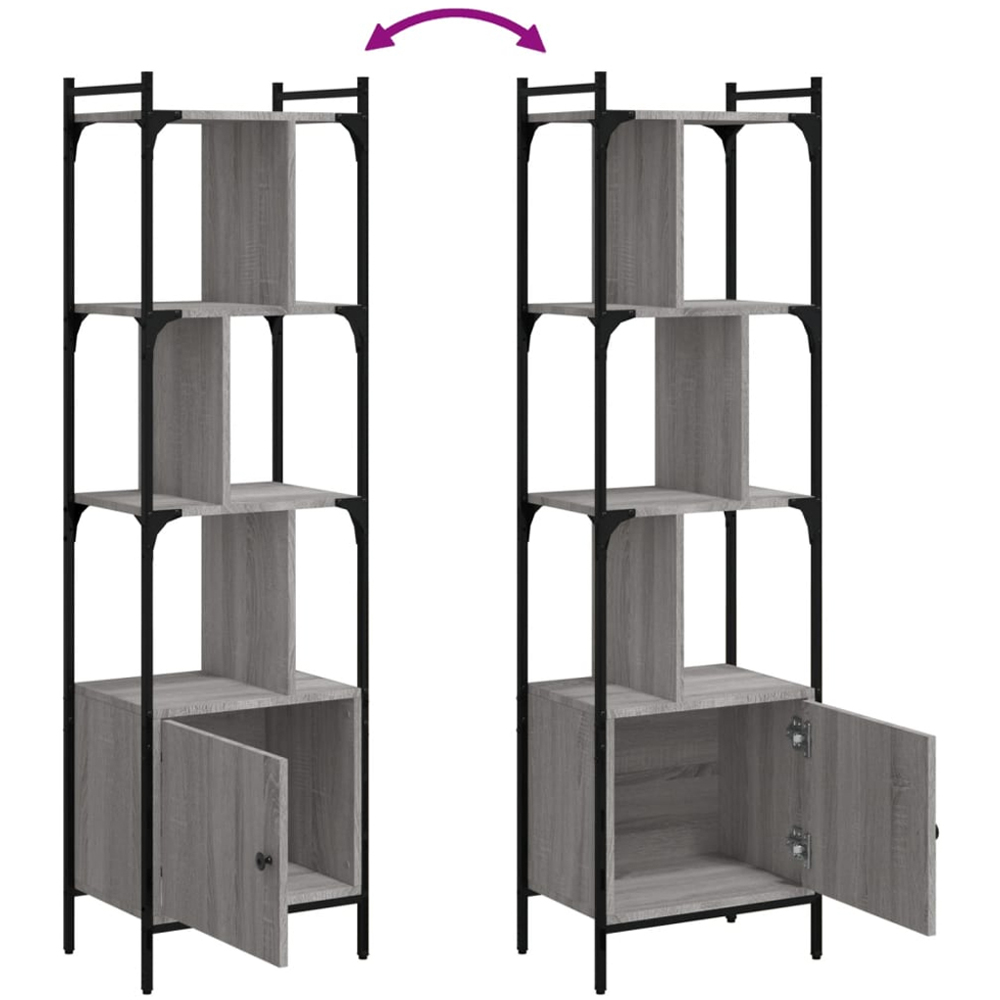 vidaXL Single Door 6 Shelf Grey Sonoma Bookcase Image 7