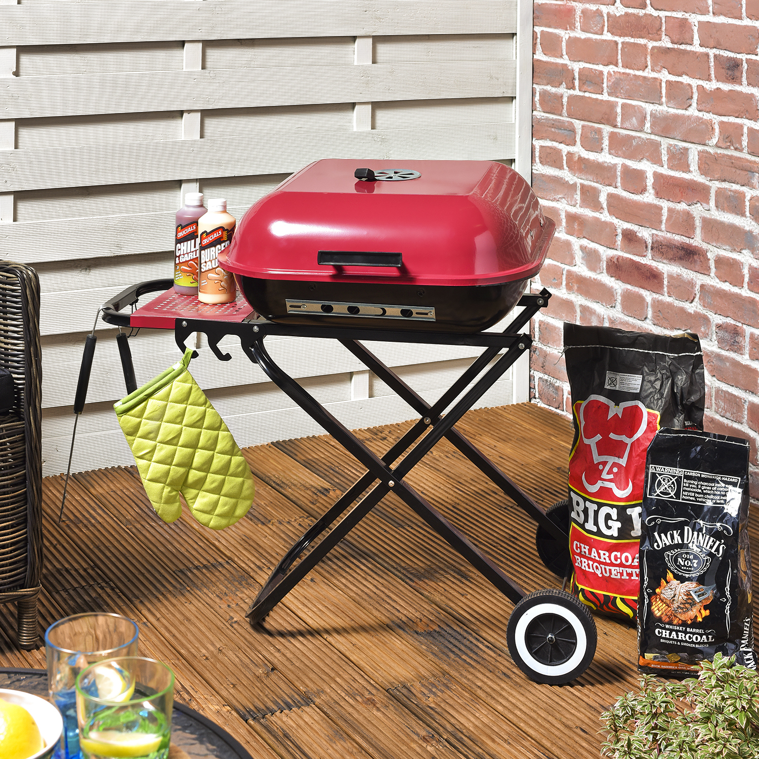 BBQ Chef Red Jerez Folding Charcoal BBQ Image 3