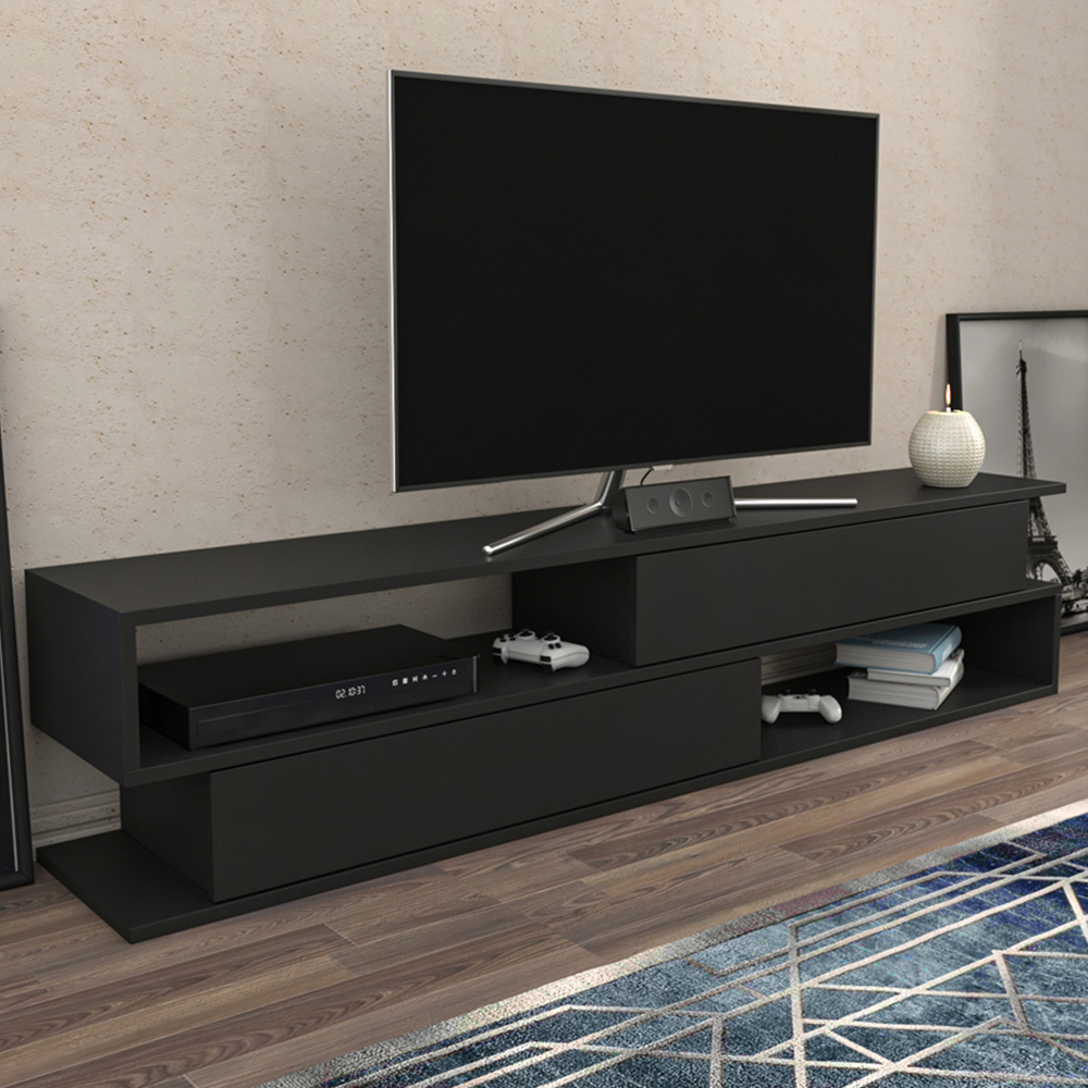 Decorotika Cortez 2 Shelf Anthracite TV Unit Image 1