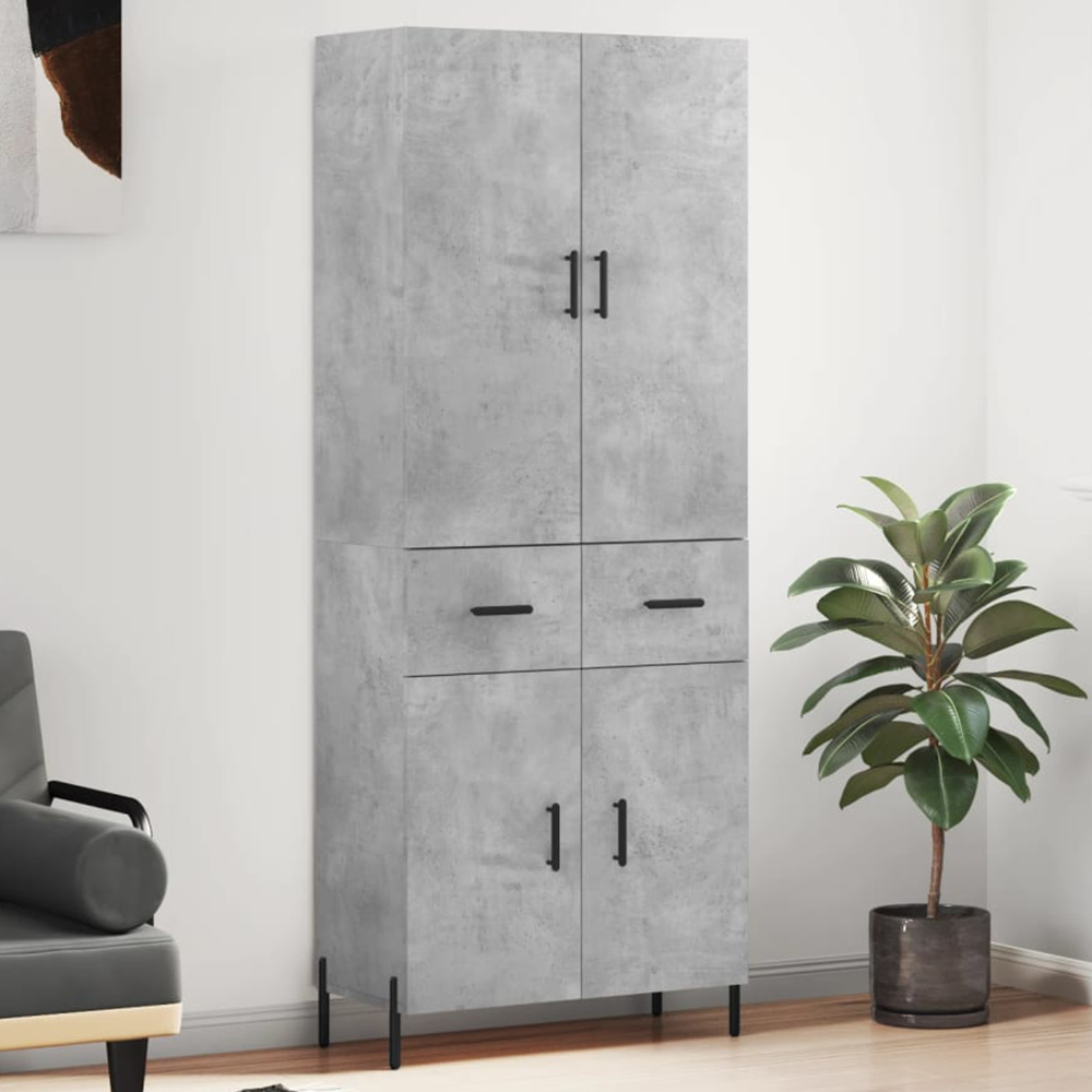 vidaXL 4 Door 2 Drawer Concrete Grey Highboard Image 1