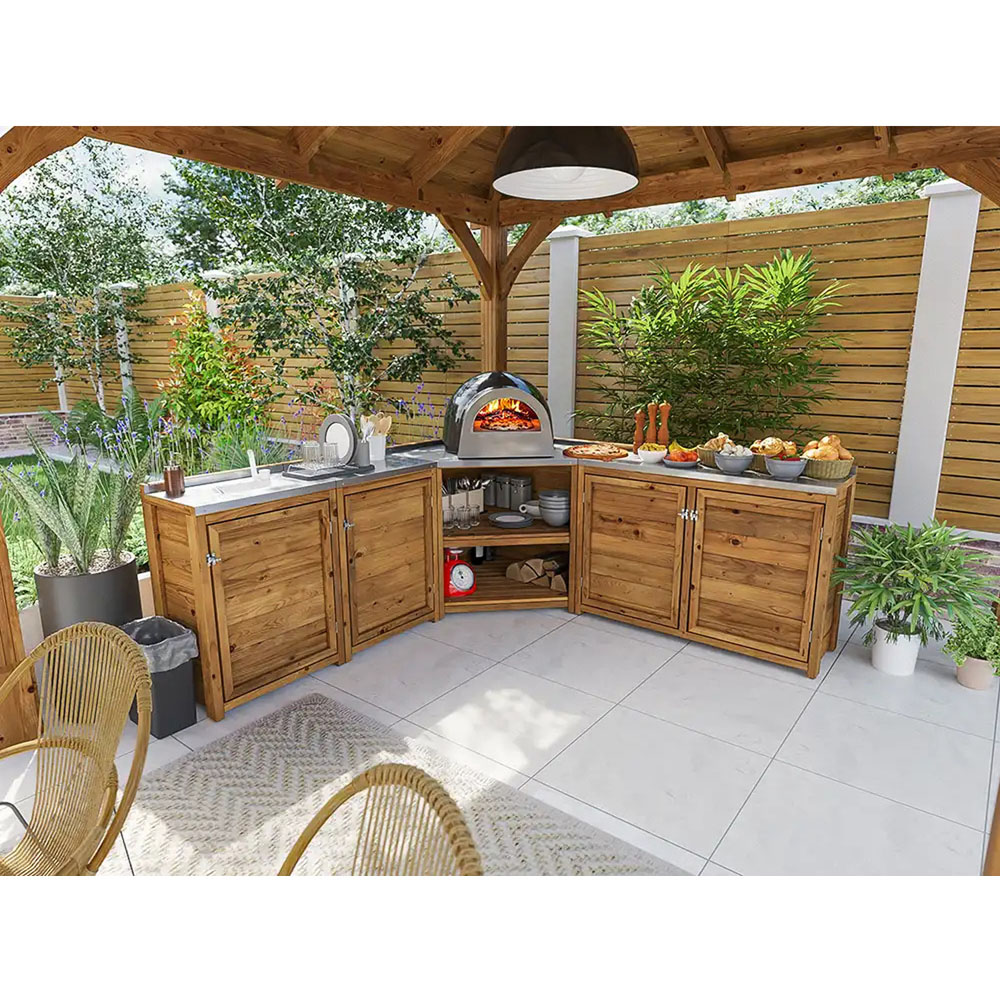 Dunster House 4 Door 2 Shelf Garden Kitchen Left Hand Sink Unit II with Stainless Steel Countertop Image 2