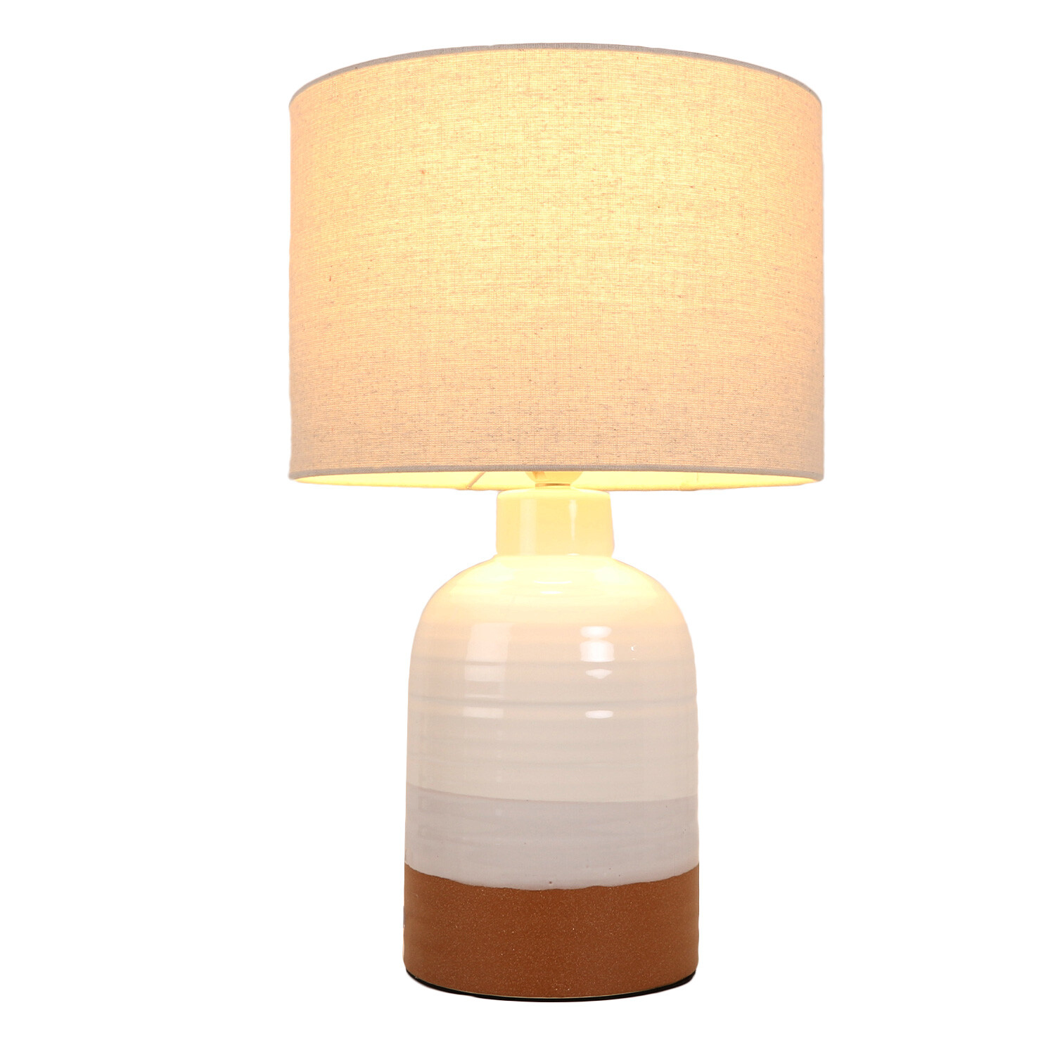 White and Amber Rustic Table Lamp Image 2