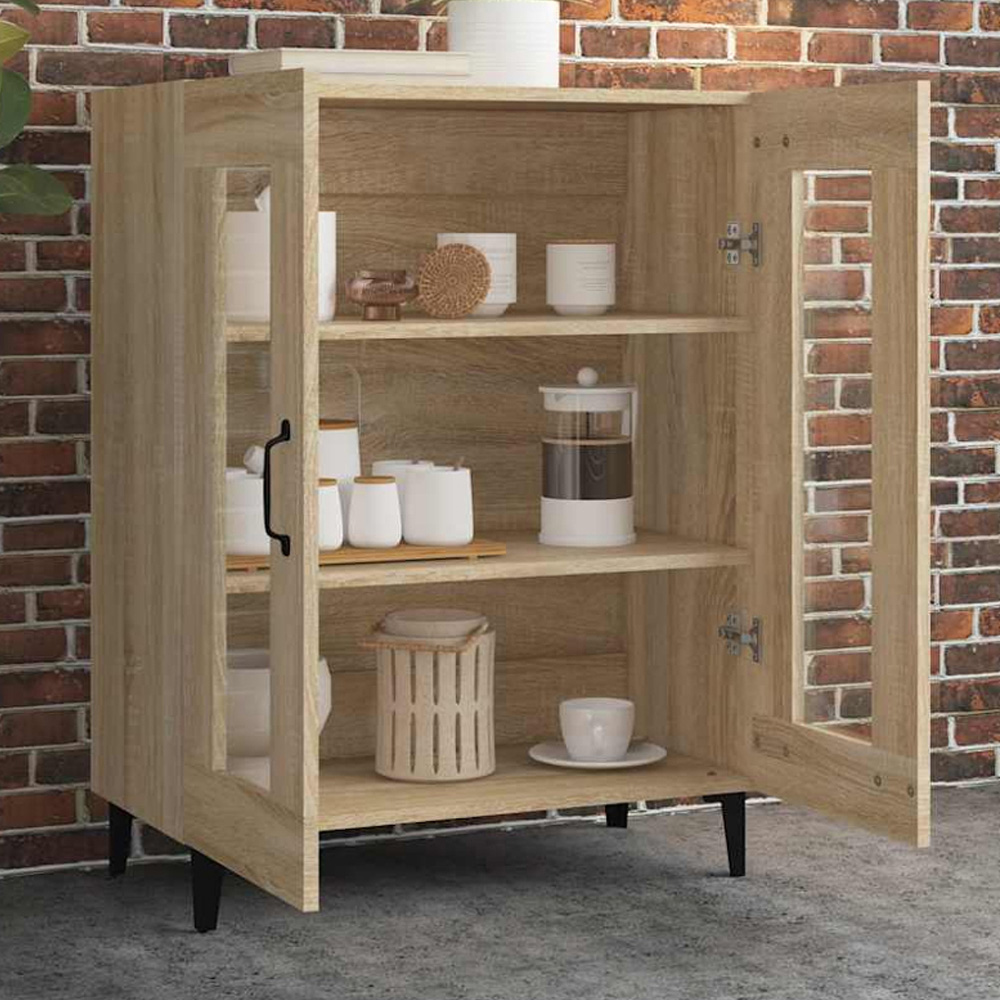 vidaXL 2 Glass Door Sonoma Oak Sideboard Image 1