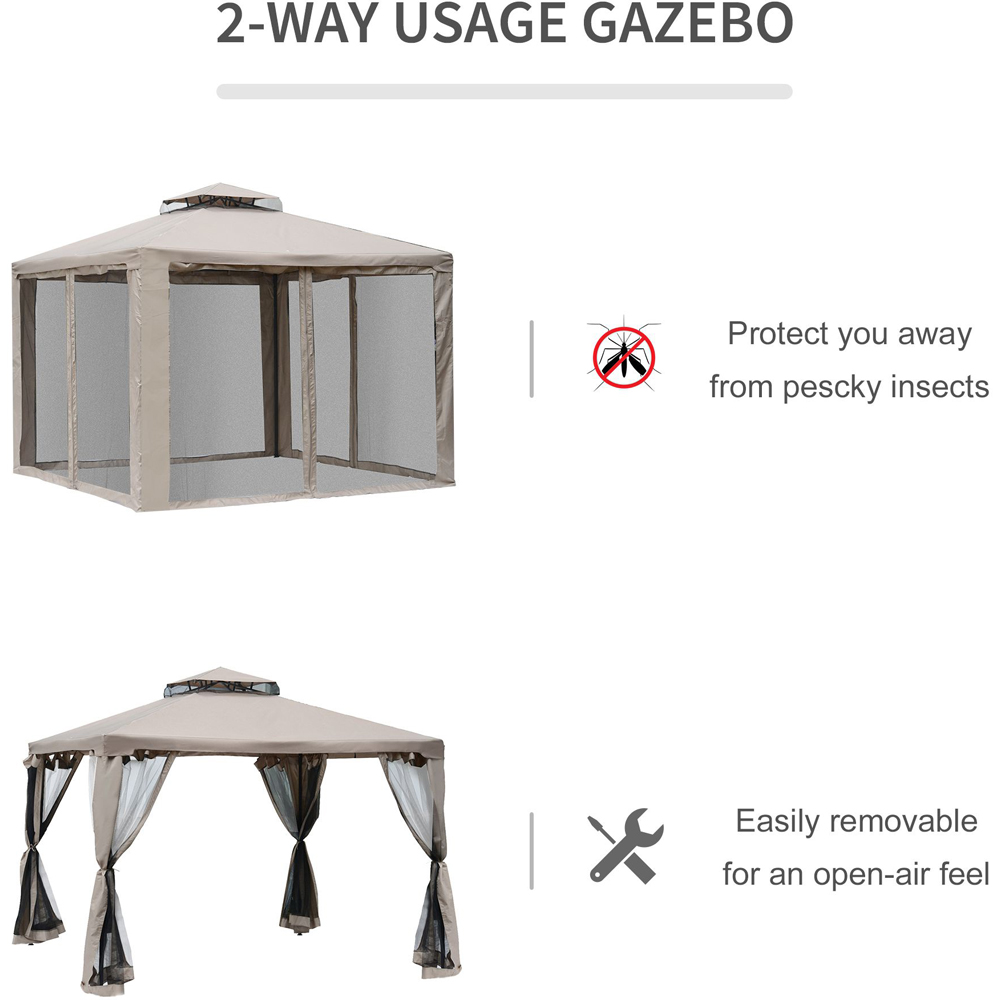 3x3m Gazebo 2-tier Taupe Image 5