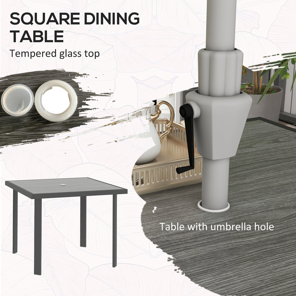 Outsunny 4 Seater Steel Sqaure Garden Dining Set Grey Image 5