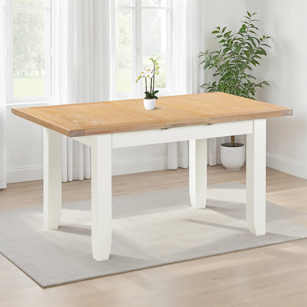 Seconique Windsor 8 Seater 120-150cm Extending Dining Table Ivory and Oak Image 7